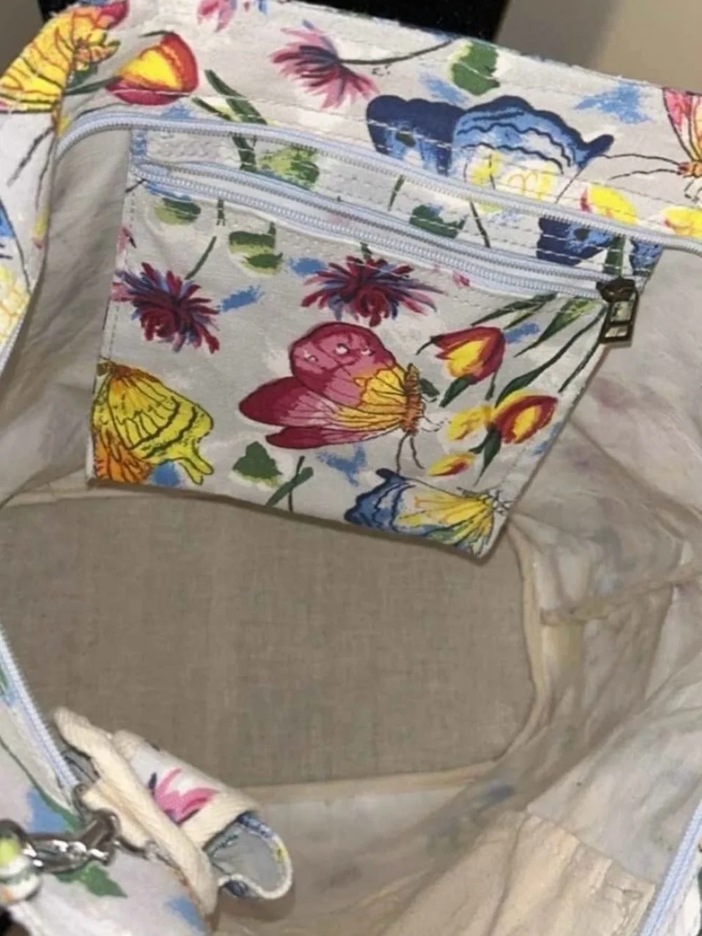 Large canvas butterfly tote bag